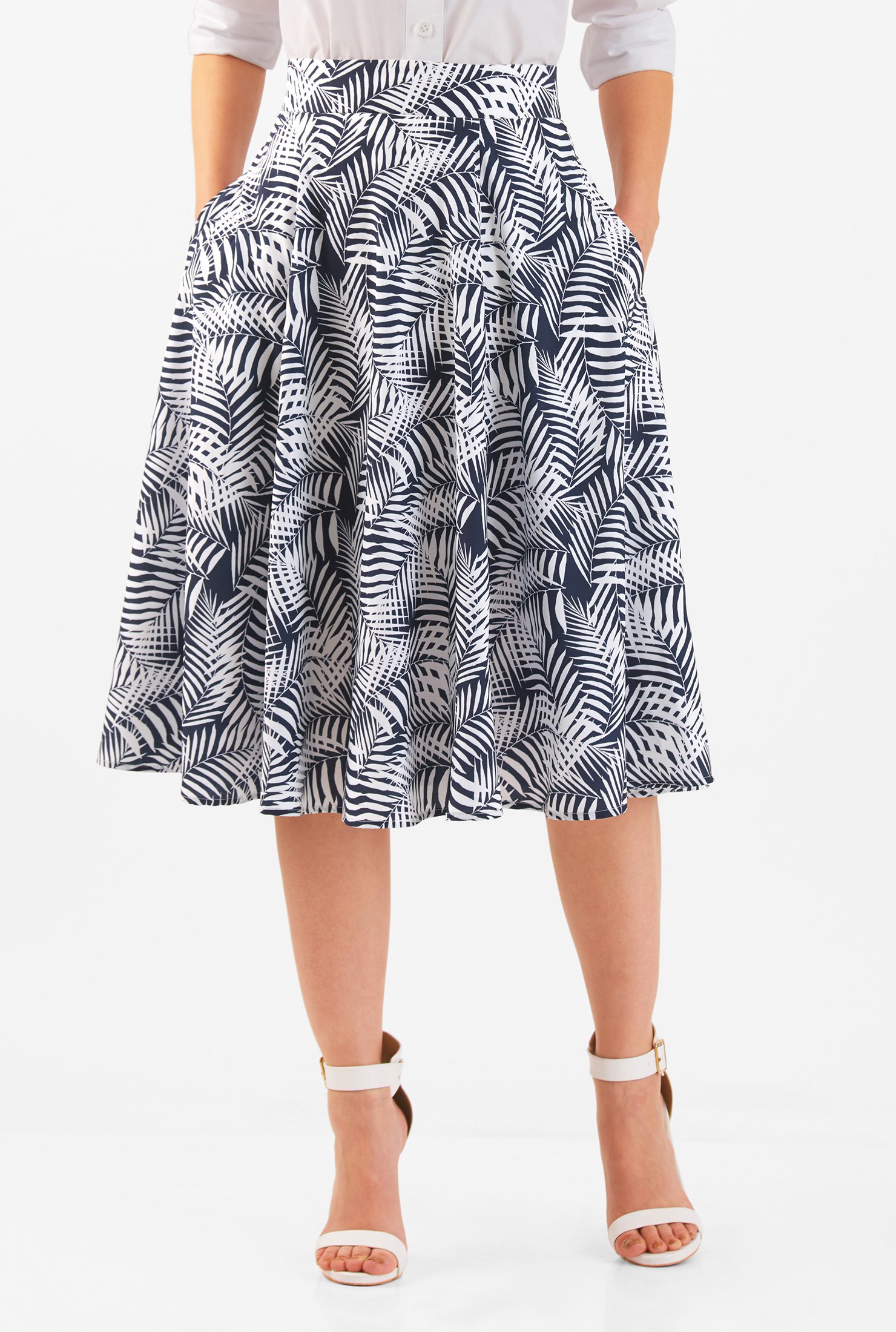 Shop Palm print crepe full skirt | eShakti