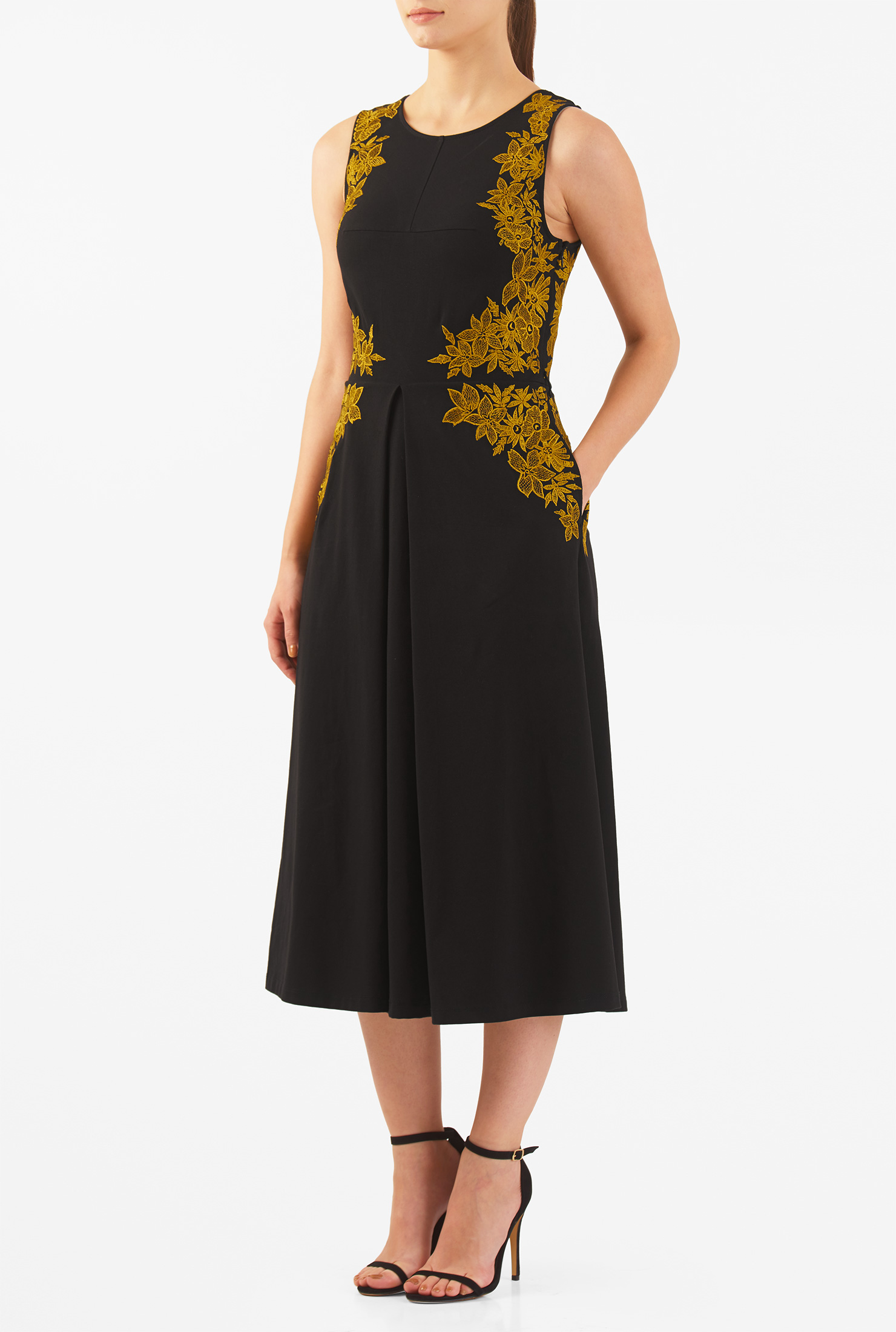 Shop Floral embellished cotton knit midi dress eShakti