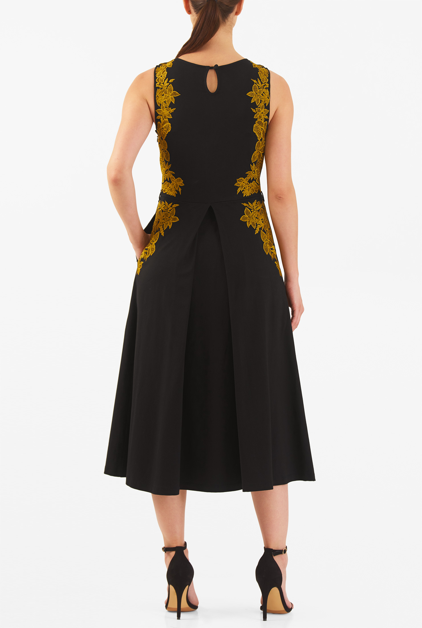 Shop Floral embellished cotton knit midi dress eShakti