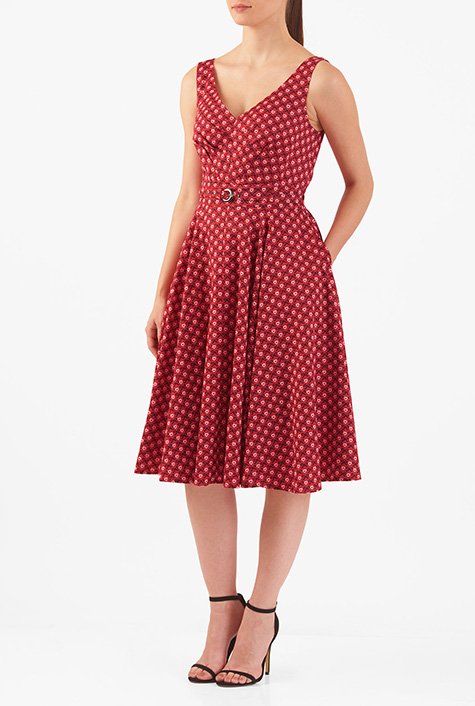 Shop Heart print cotton belted dress | eShakti