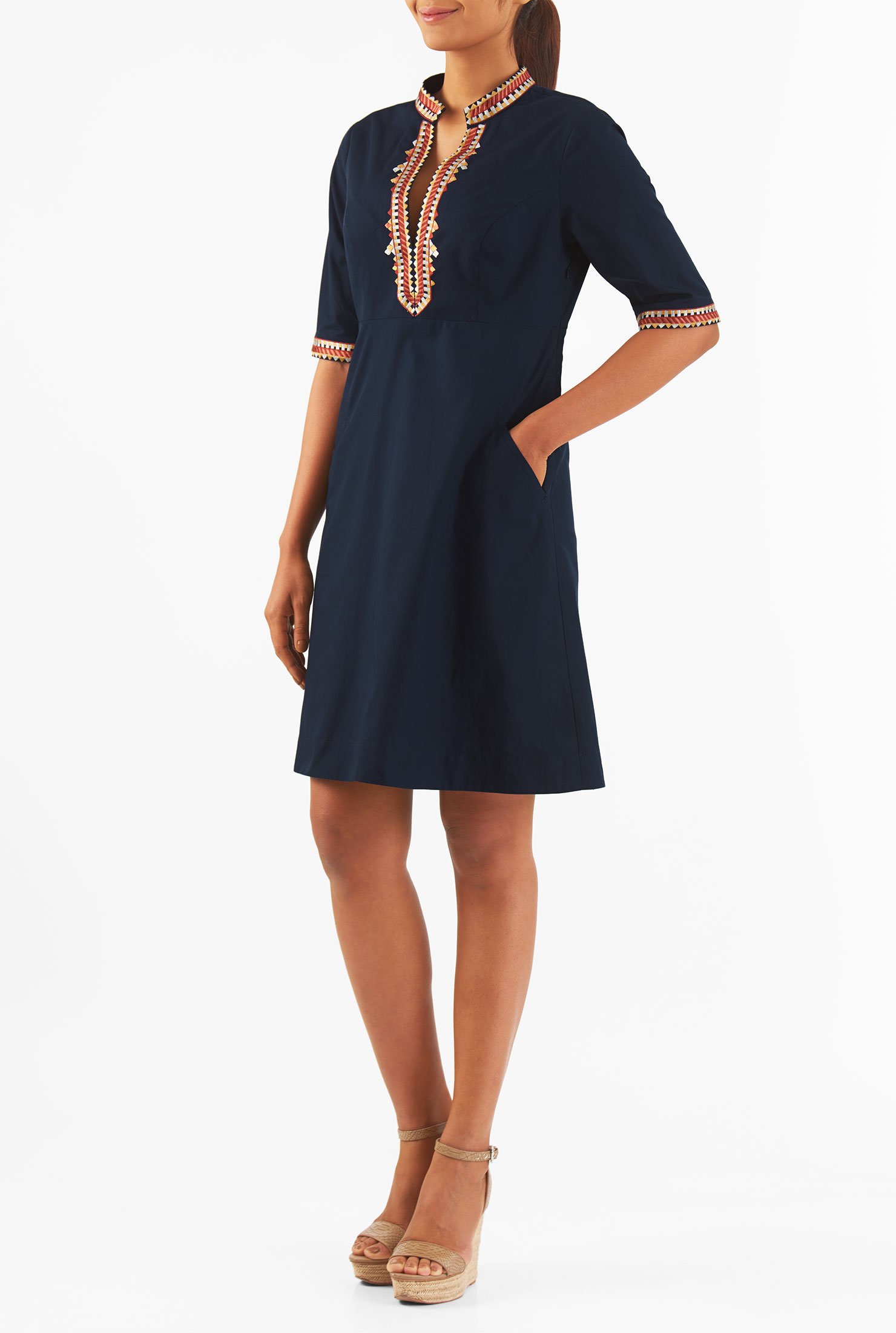 Shop Embellished Poplin Empire Shift Dress Eshakti 