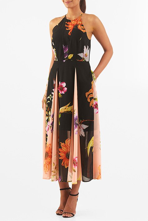 Shop Mixed Floral Print Georgette Maxi Dress Eshakti