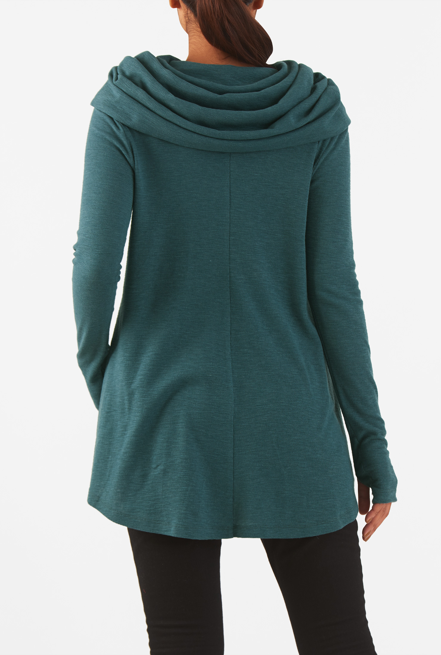 Shop Cowl neck cotton knit top eShakti