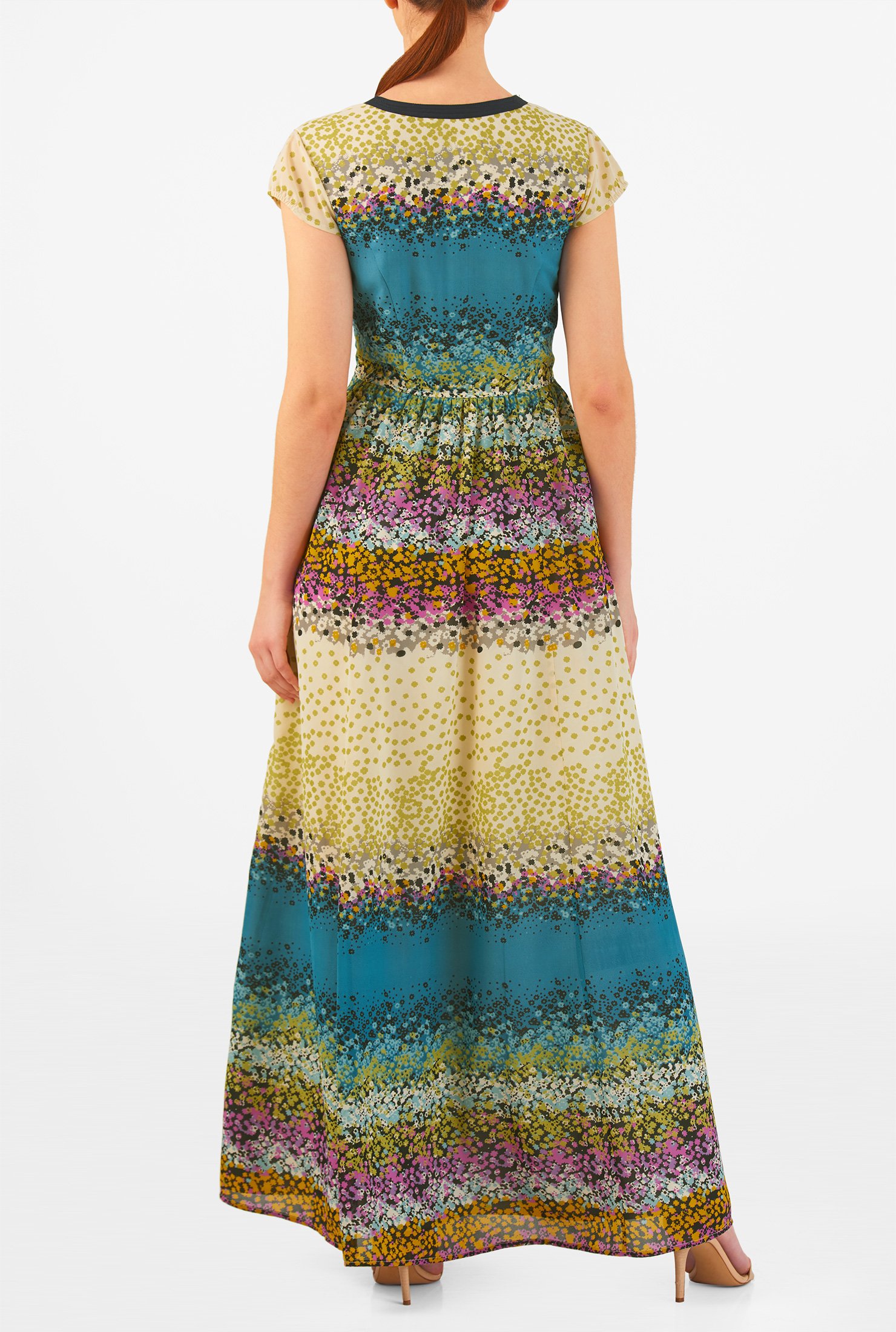 Shop Graduated floral print georgette maxi dress | eShakti
