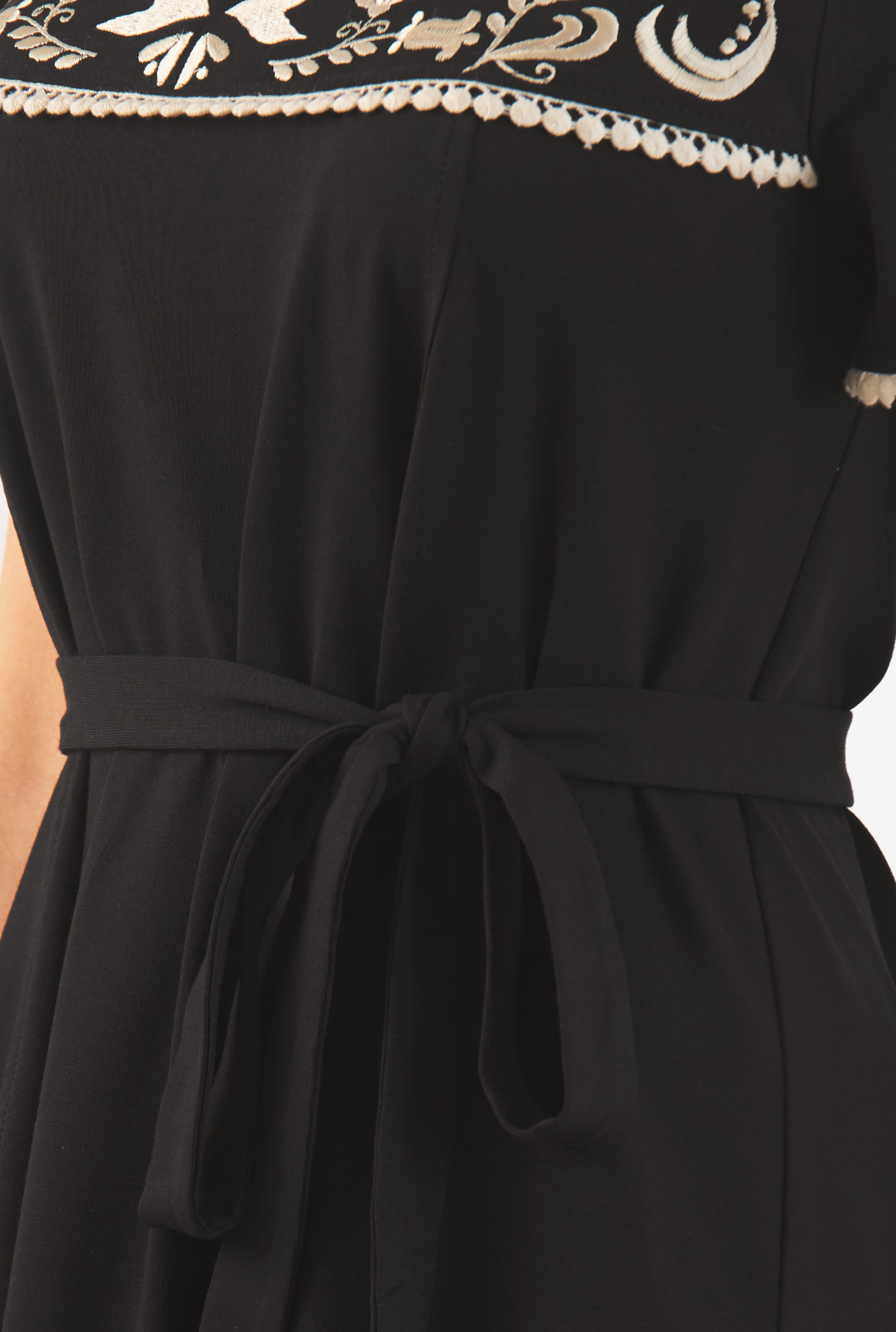 Shop Floral embellished yoke cotton knit dress eShakti