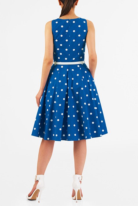 Shop Polka Dot Print Cotton Belted Dress Eshakti