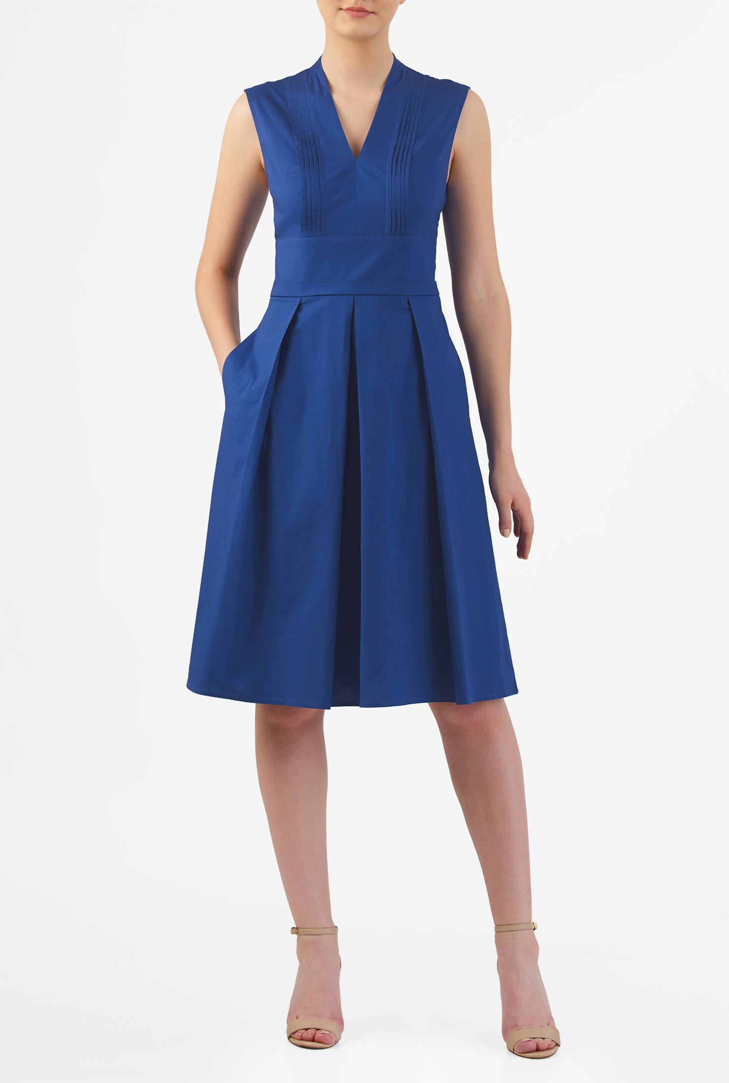 Shop Pintuck pleat poplin dress | eShakti