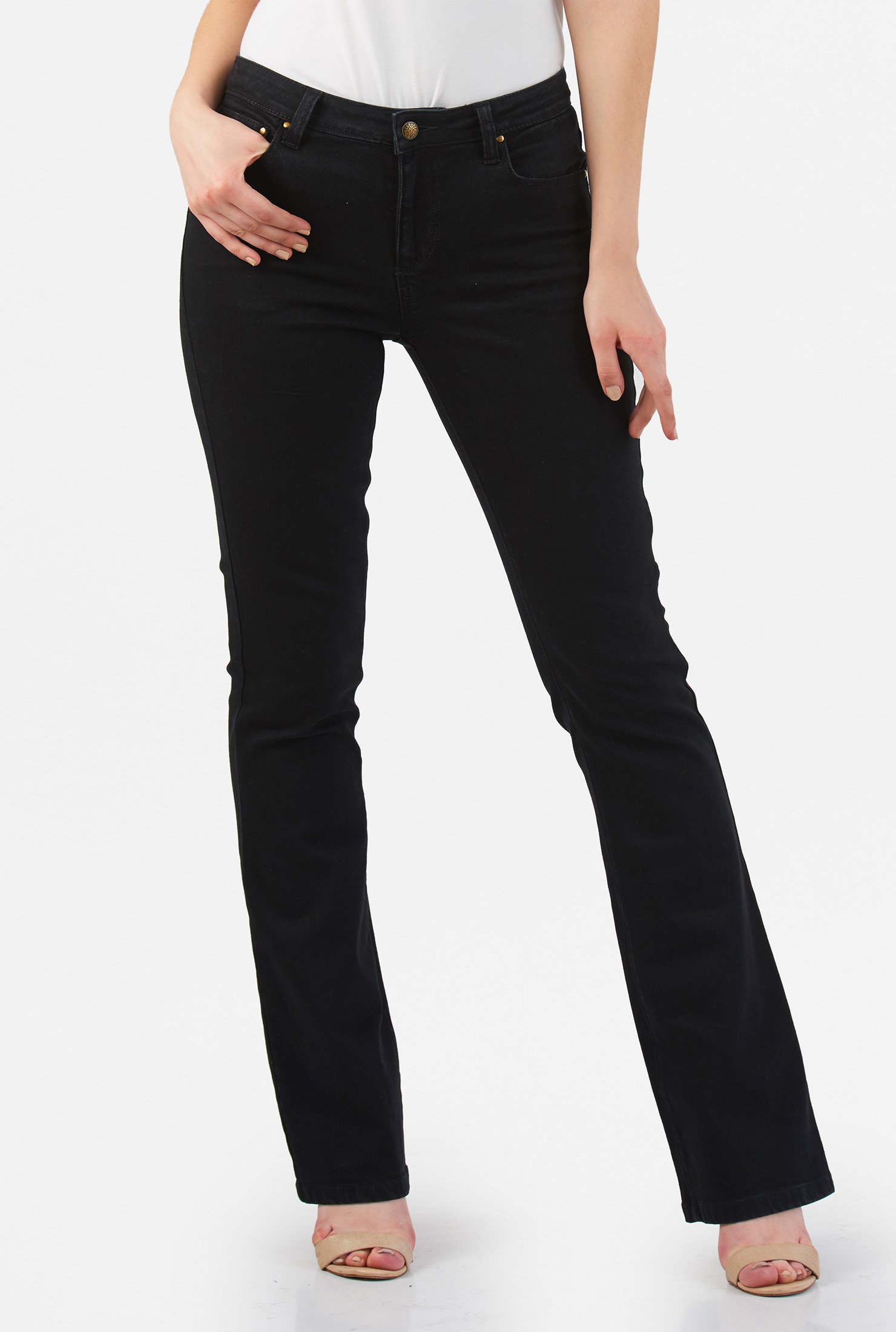 Shop Boot-cut black denim jeans | eShakti
