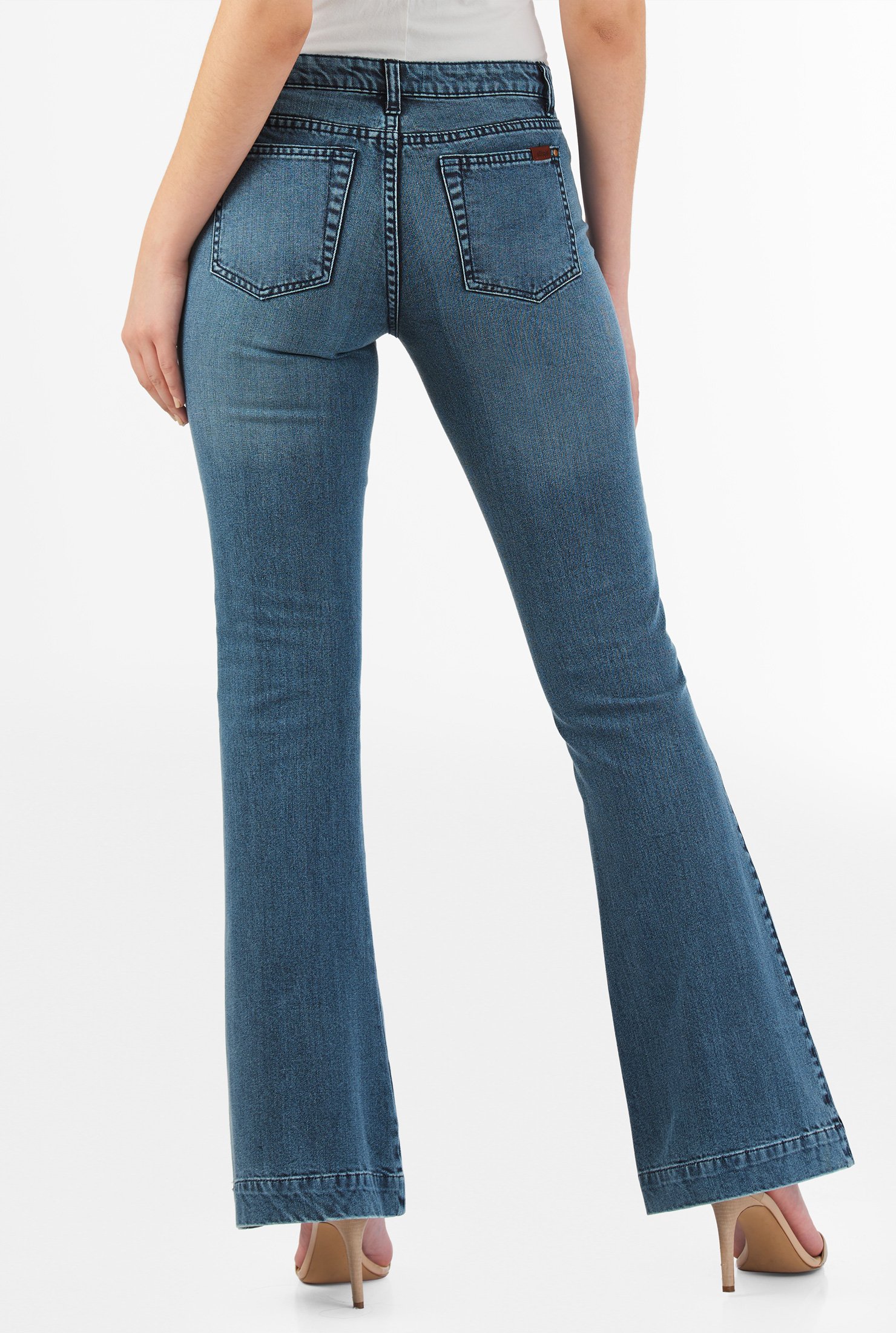 Shop Vintage wash denim flare jeans | eShakti