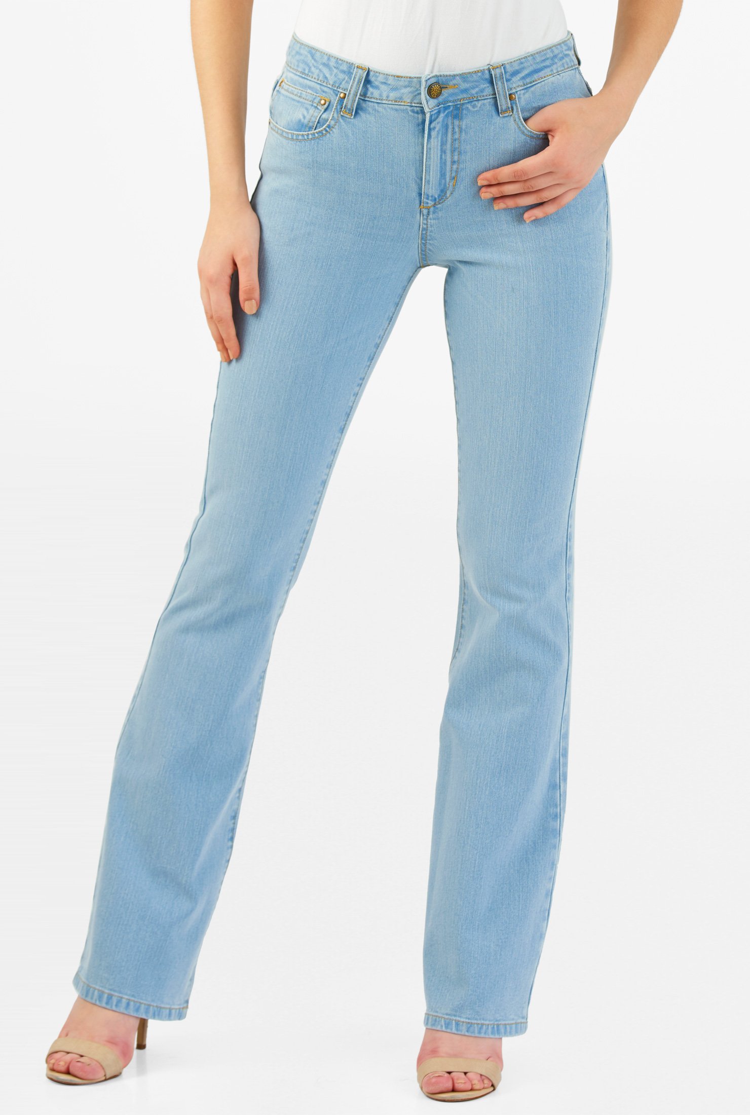Shop Boot-cut ice blue denim jeans | eShakti