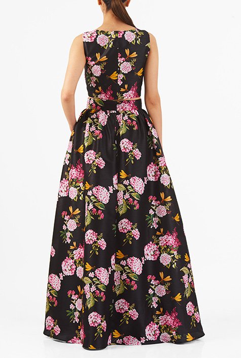 Shop Cutout floral dupioni two-piece maxi dress | eShakti