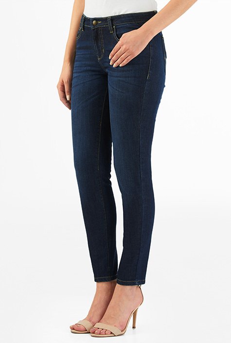 Shop Deep Indigo Denim Skinny Jeans Eshakti 6394