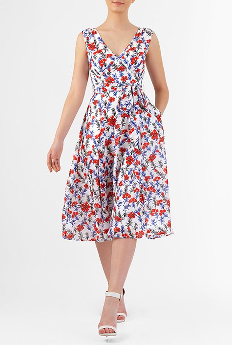 Shop Lush floral print georgette sash tie dress | eShakti