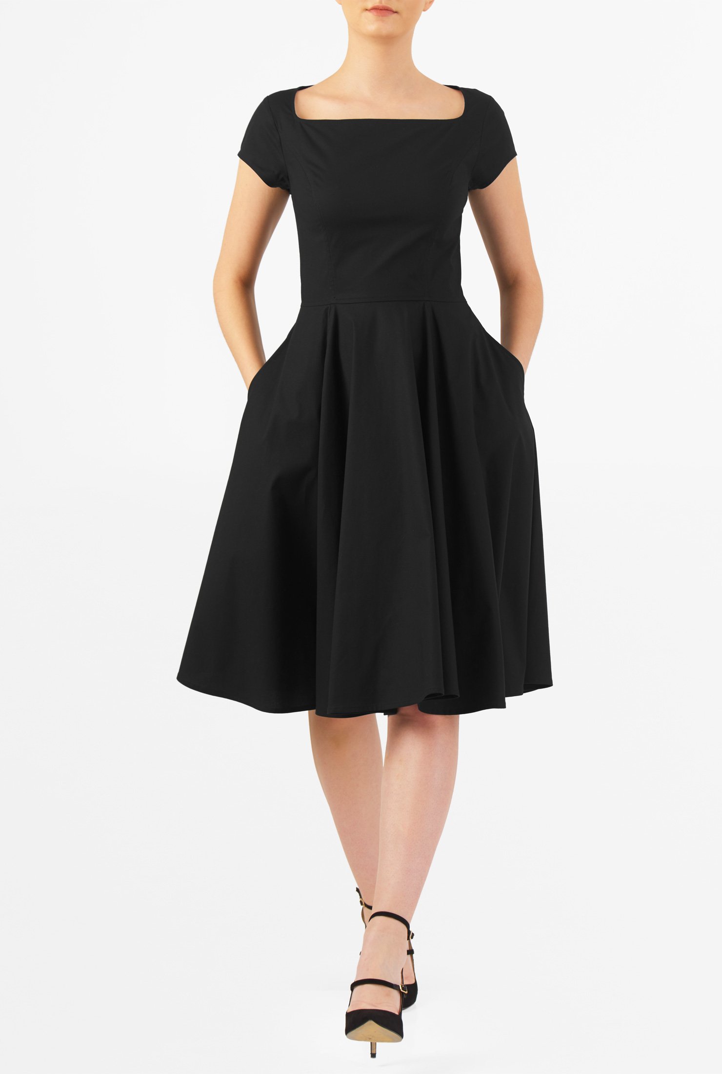 Shop Wide neck poplin dress | eShakti