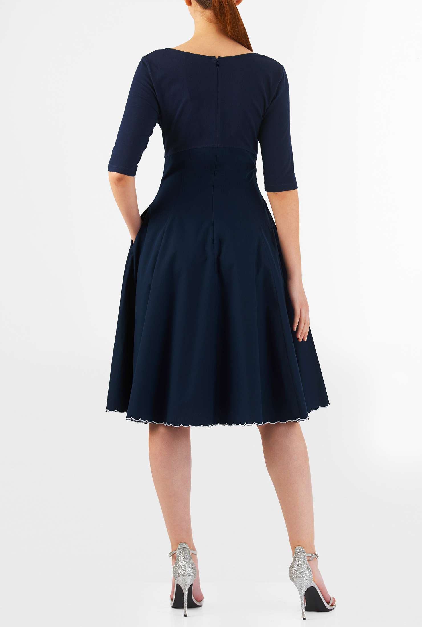 Shop Floral paisley embellished empire mixed media dress eShakti