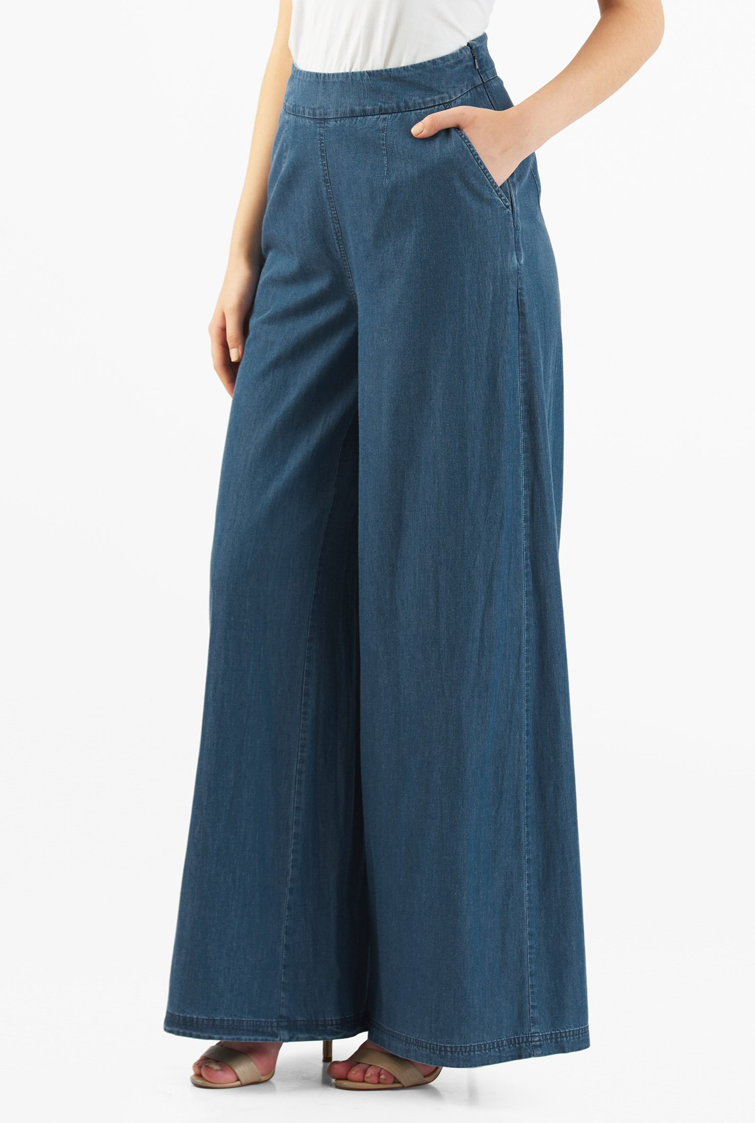 denim palazzo pants zara