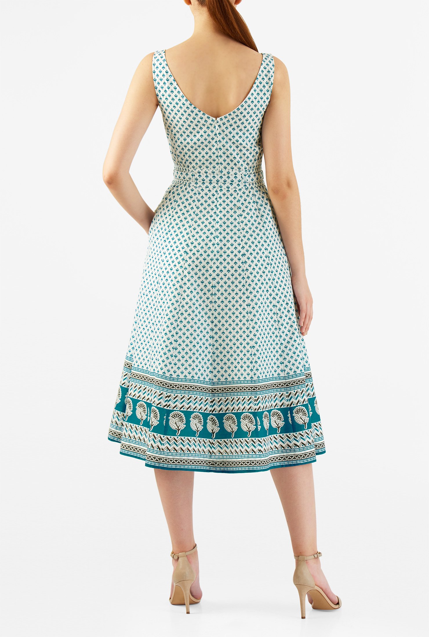 Shop Tile print belted cotton dress | eShakti