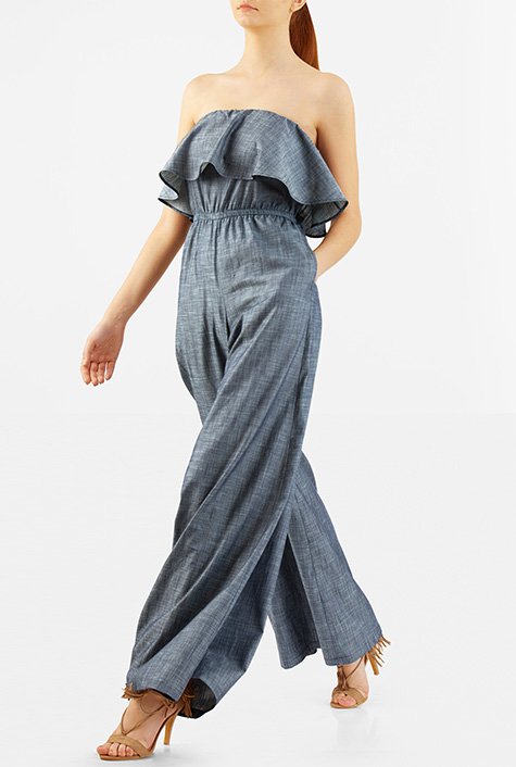 Strapless chambray cheap jumpsuit