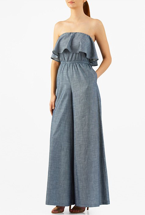 Strapless 2025 chambray jumpsuit