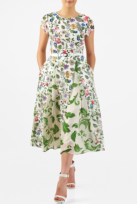 Mixed botanical hotsell print georgette dress