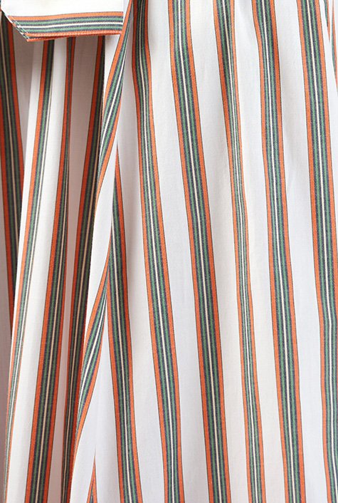 Shop Stripe cotton shirt sleeve ties racerback dress | eShakti