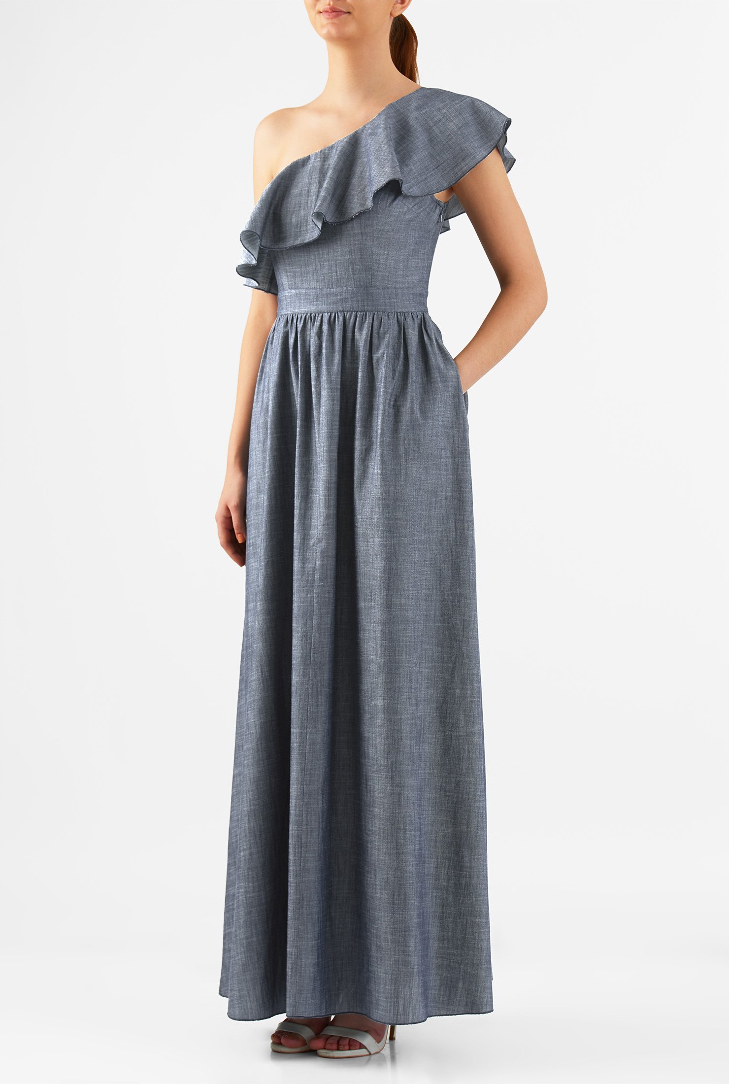 chambray maxi shirt dress