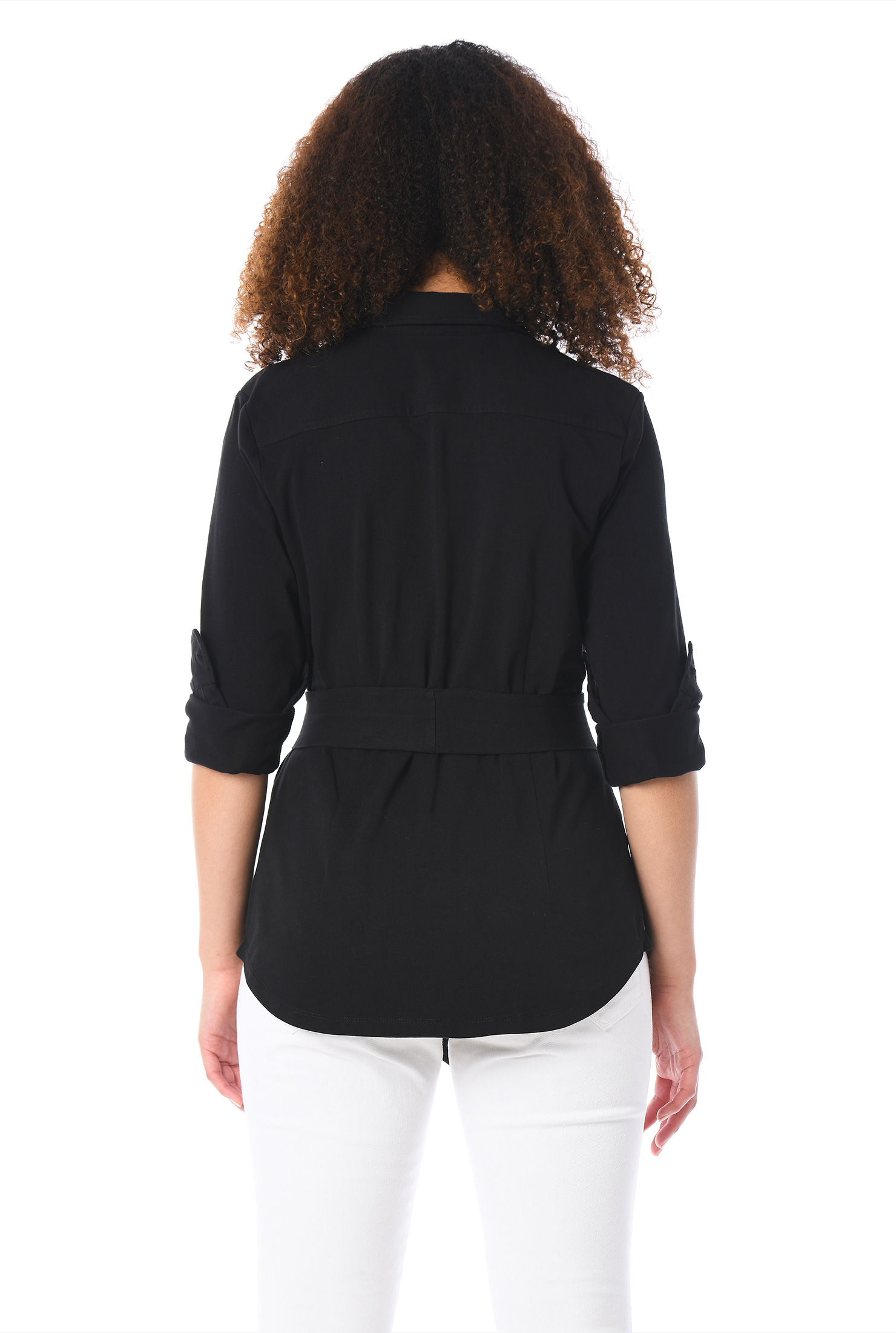 Shop Cotton knit buttonup shirt eShakti