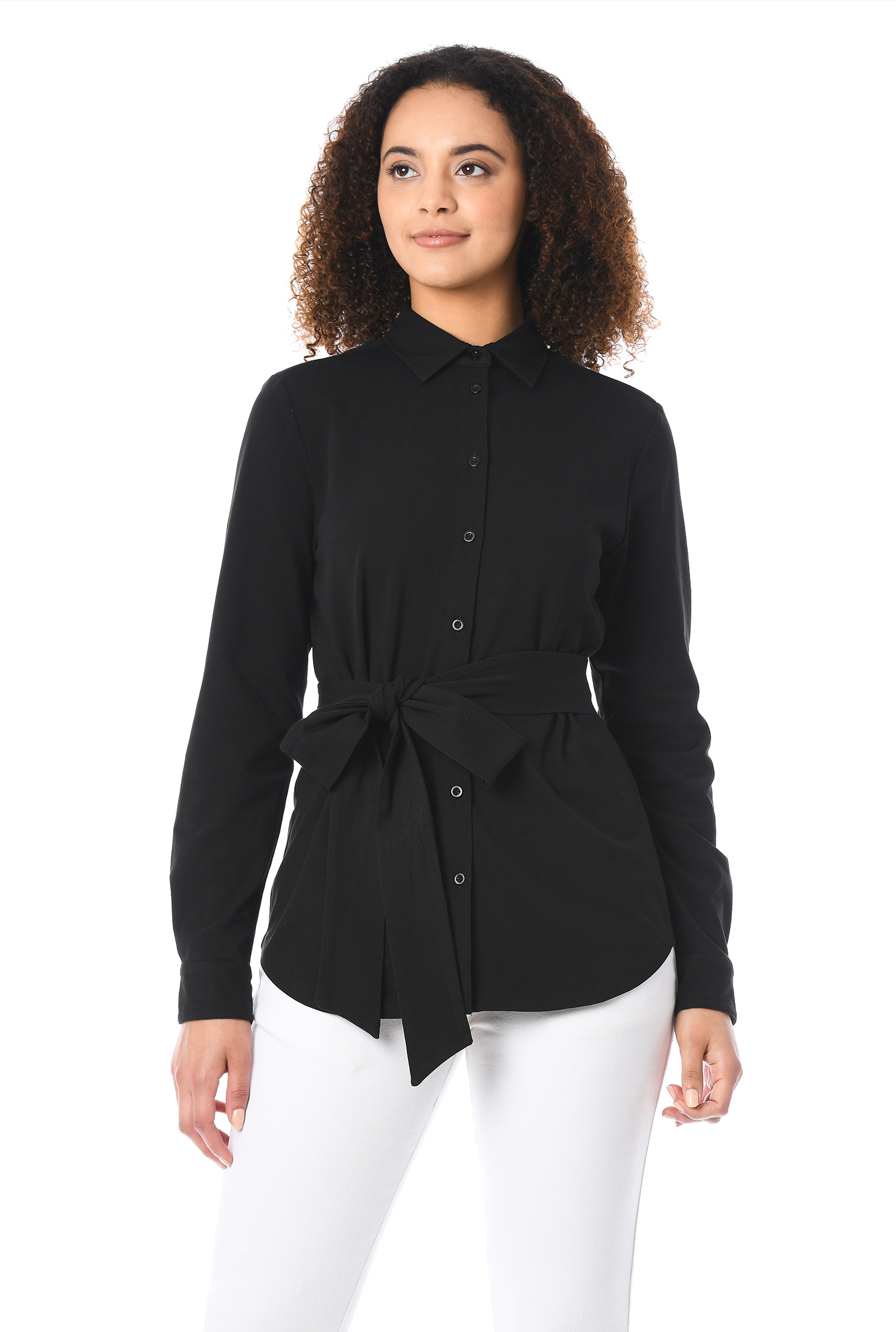 Shop Cotton knit buttonup shirt eShakti