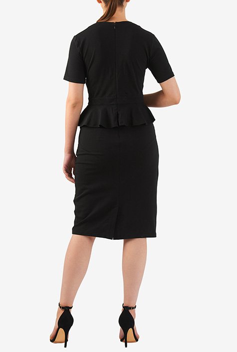 Shop Cotton knit peplum waist sheath dress | eShakti