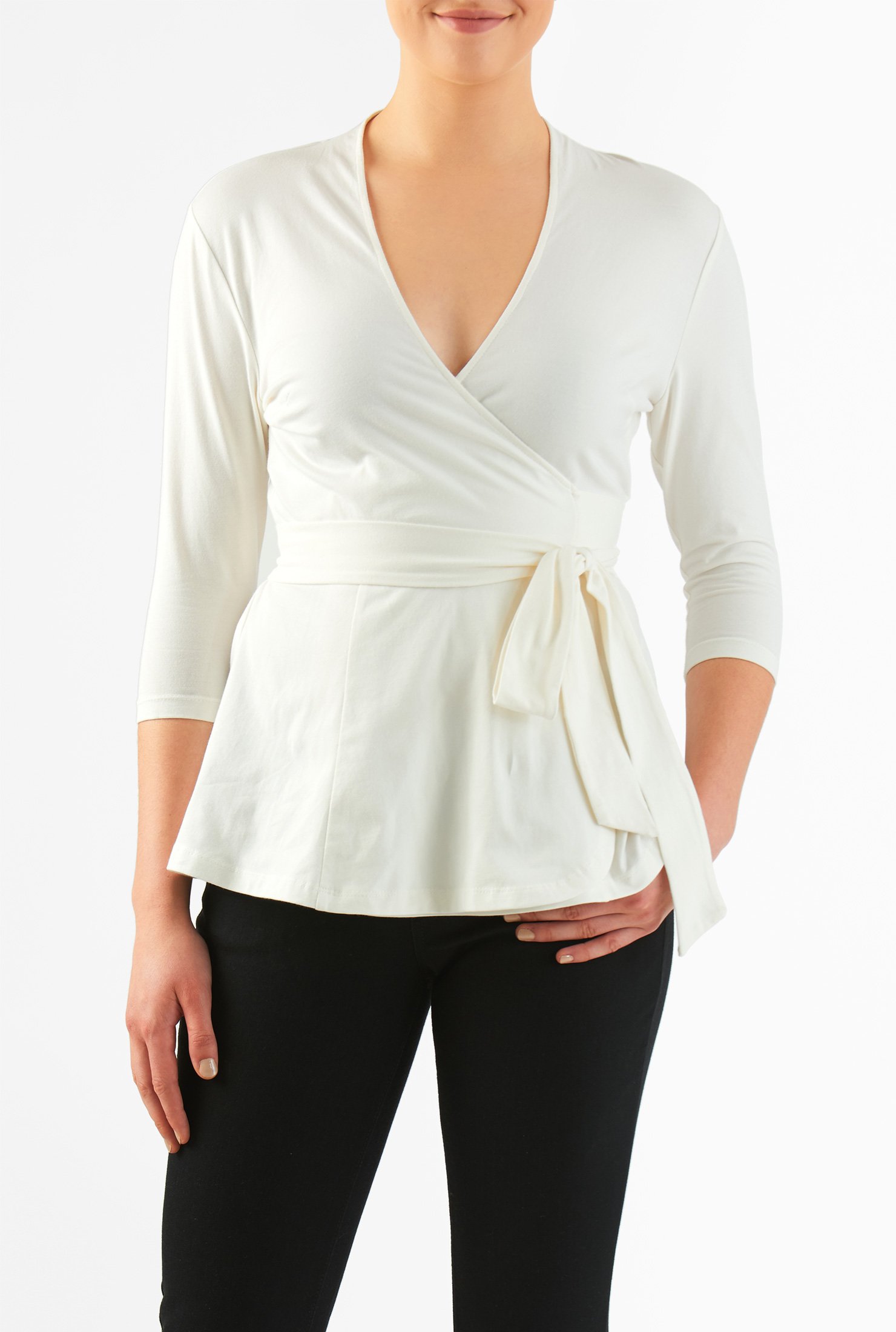 Shop Cotton knit wrap top | eShakti