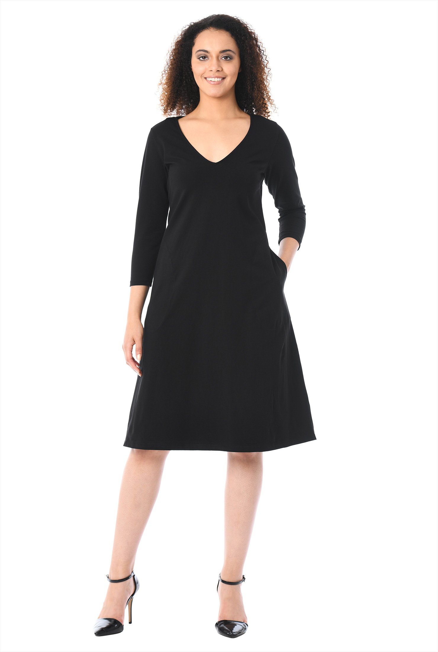 Shop Trapeze hem cotton knit dress | eShakti