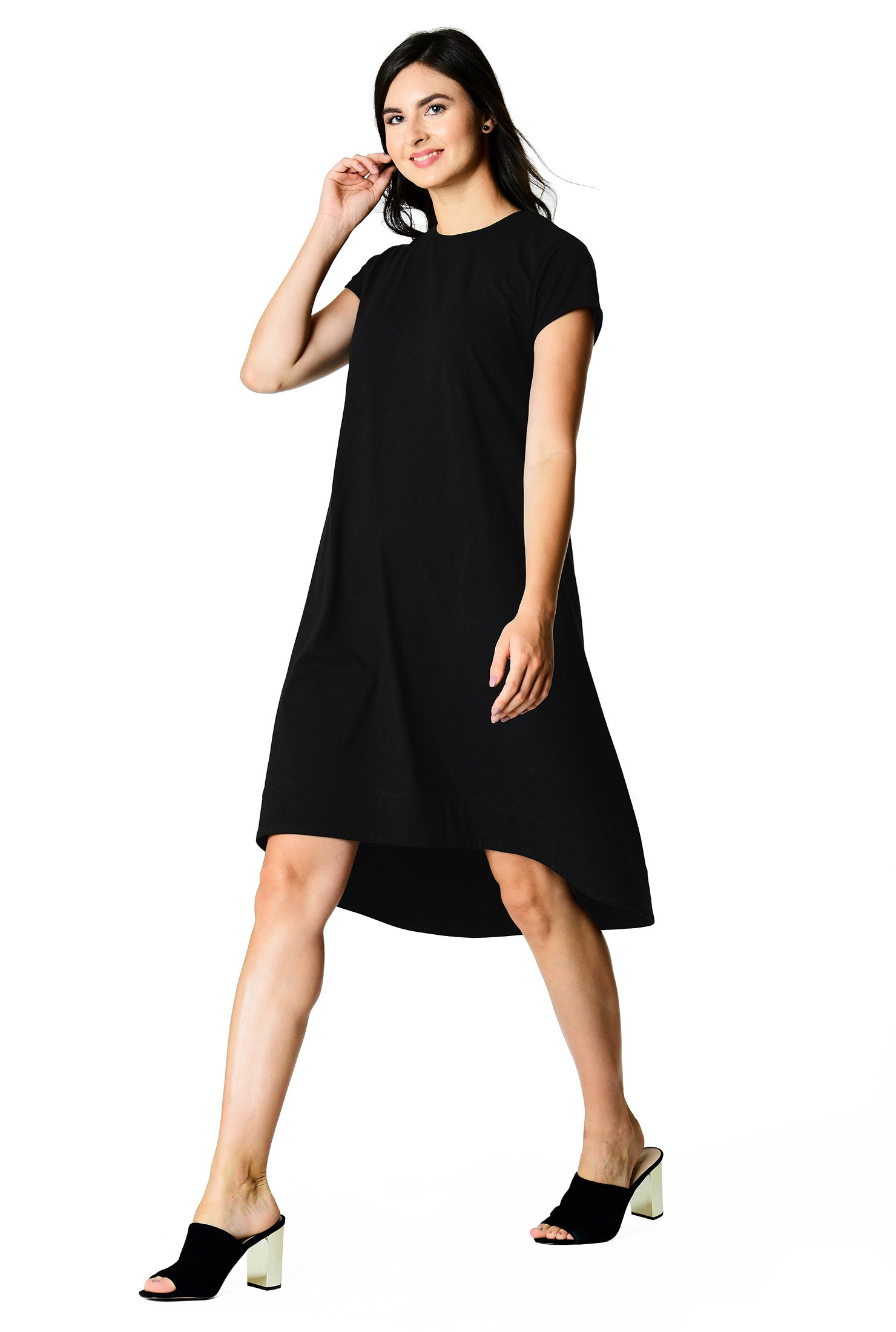 Shop Elliptical hem cotton knit shift dress | eShakti