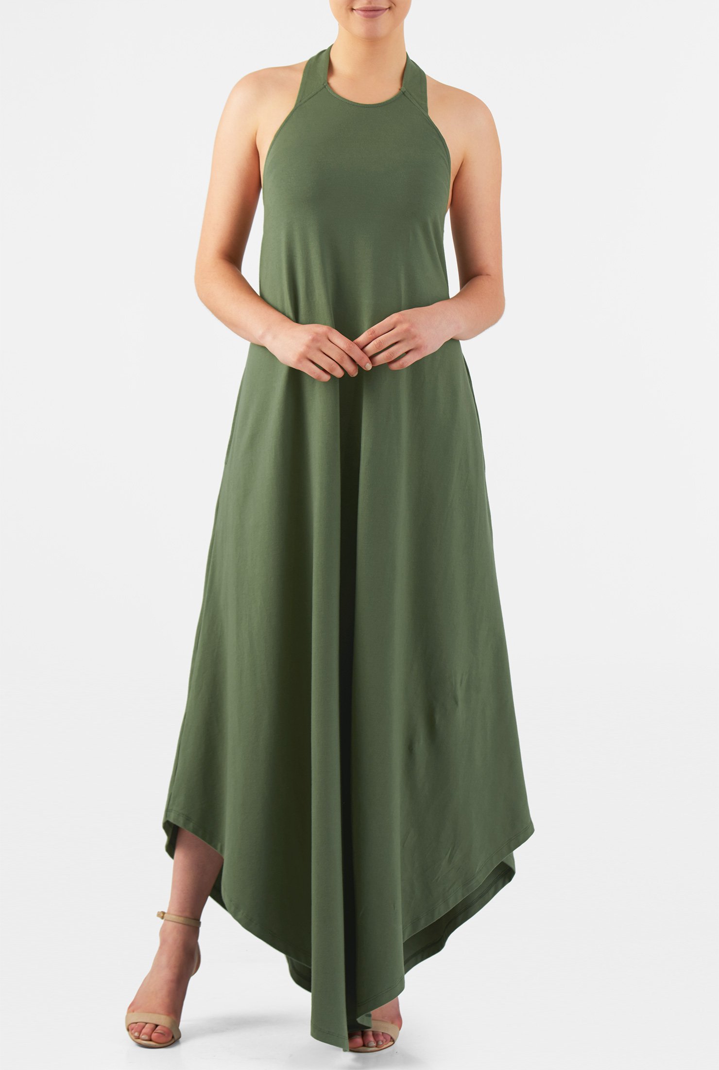 cotton halter maxi dress