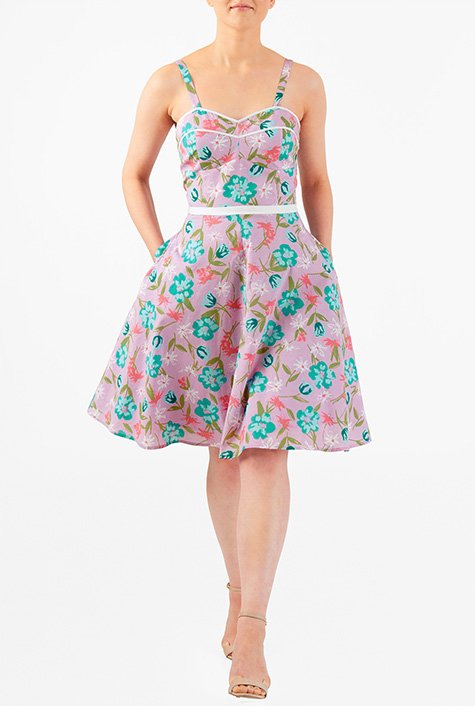 Shop Floral print corset style cotton dress | eShakti