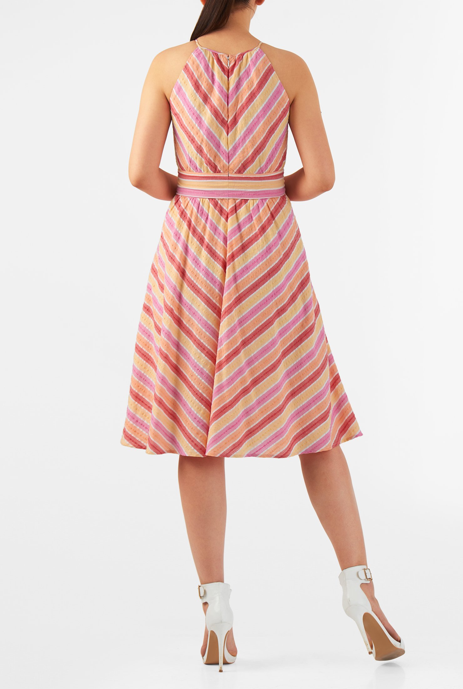 Shop Stripe Cotton Seersucker Sundress Eshakti