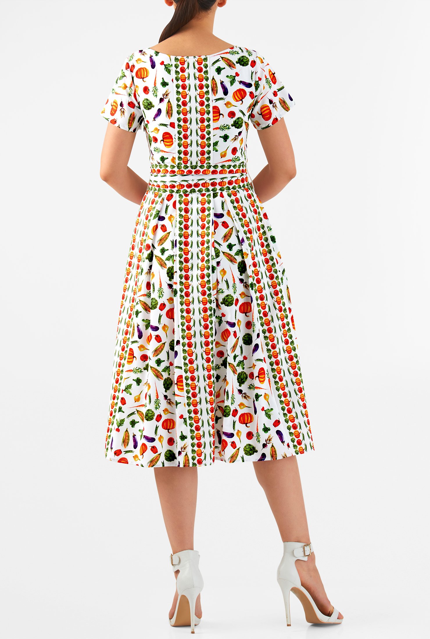 Shop Vegetable print crepe sash tie dress | eShakti