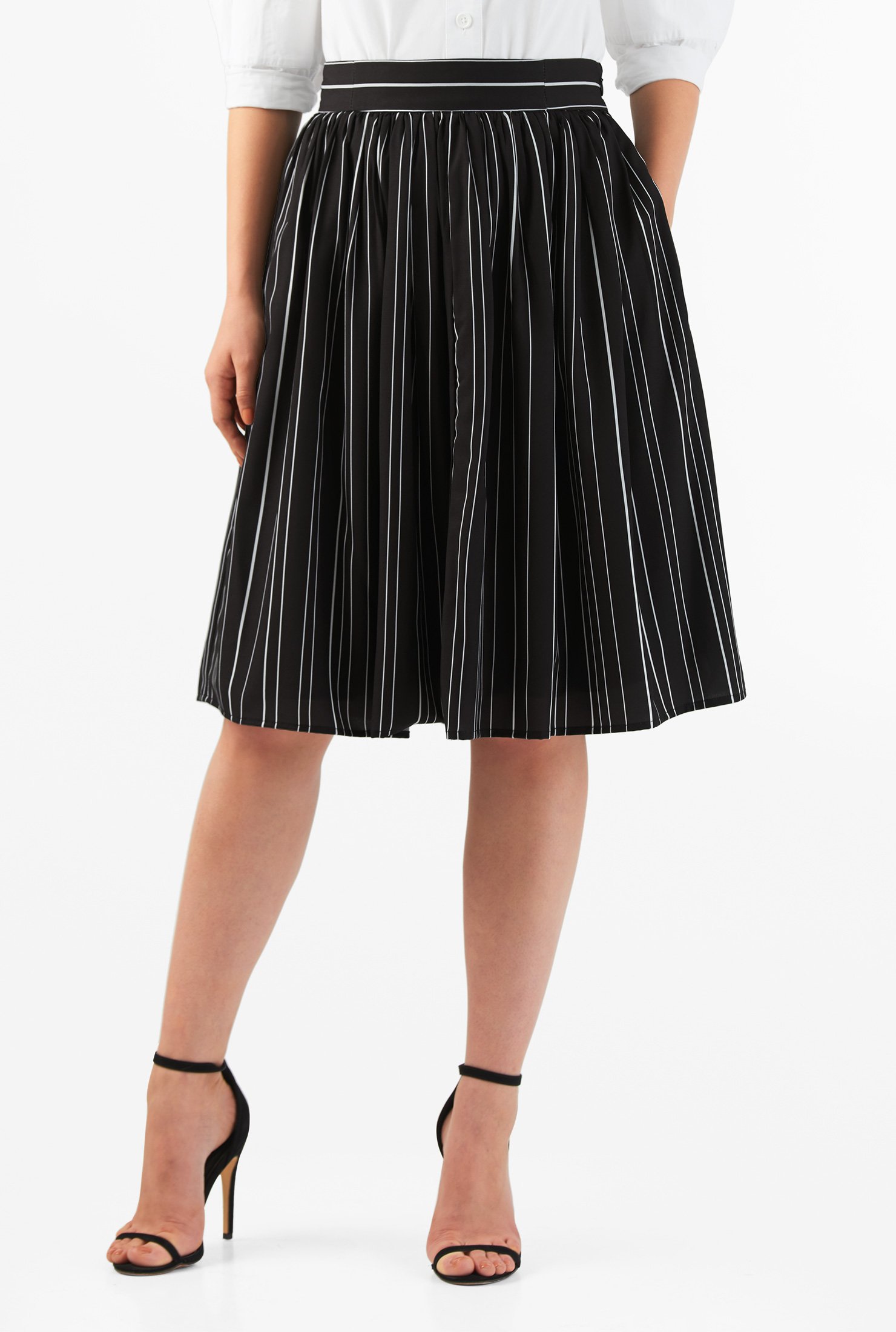 Shop Stripe print crepe full skirt | eShakti