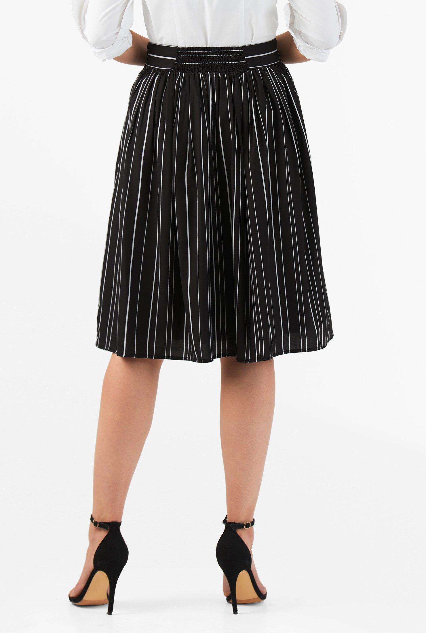 Shop Stripe print crepe full skirt | eShakti