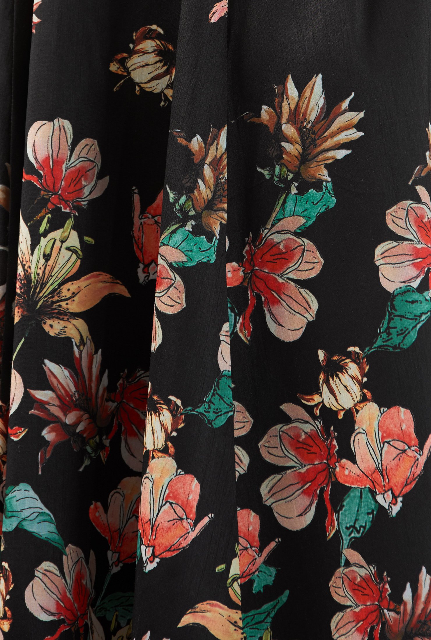 Shop Floral print split neck dupioni dress | eShakti