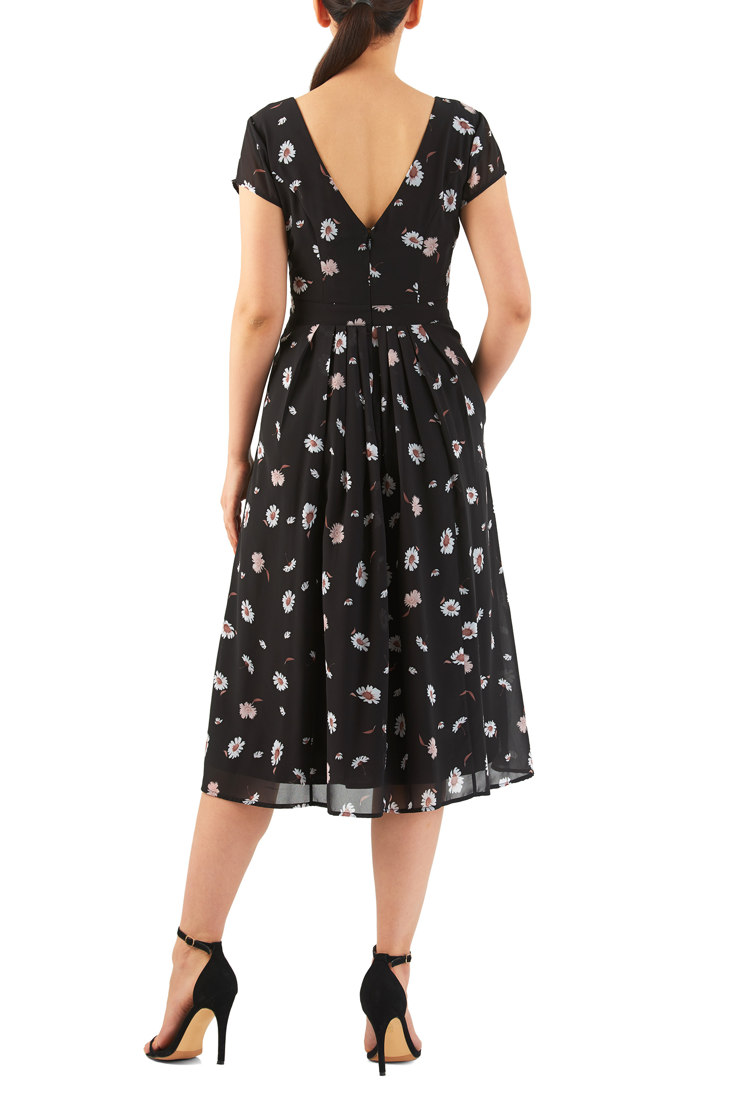 Shop Daisy print pleated dress eShakti