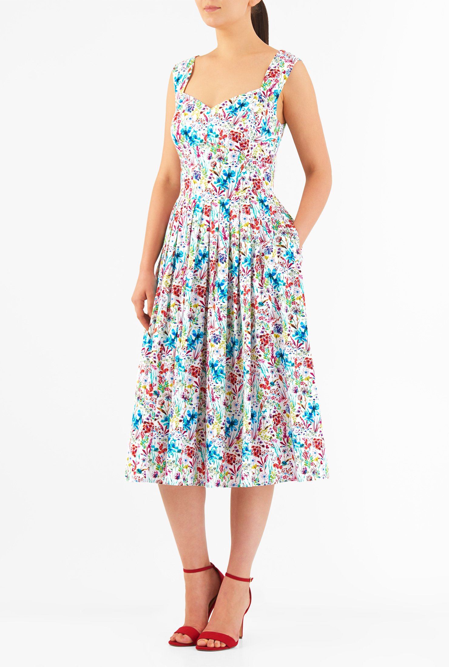 Shop Floral print corset style cotton sundress | eShakti