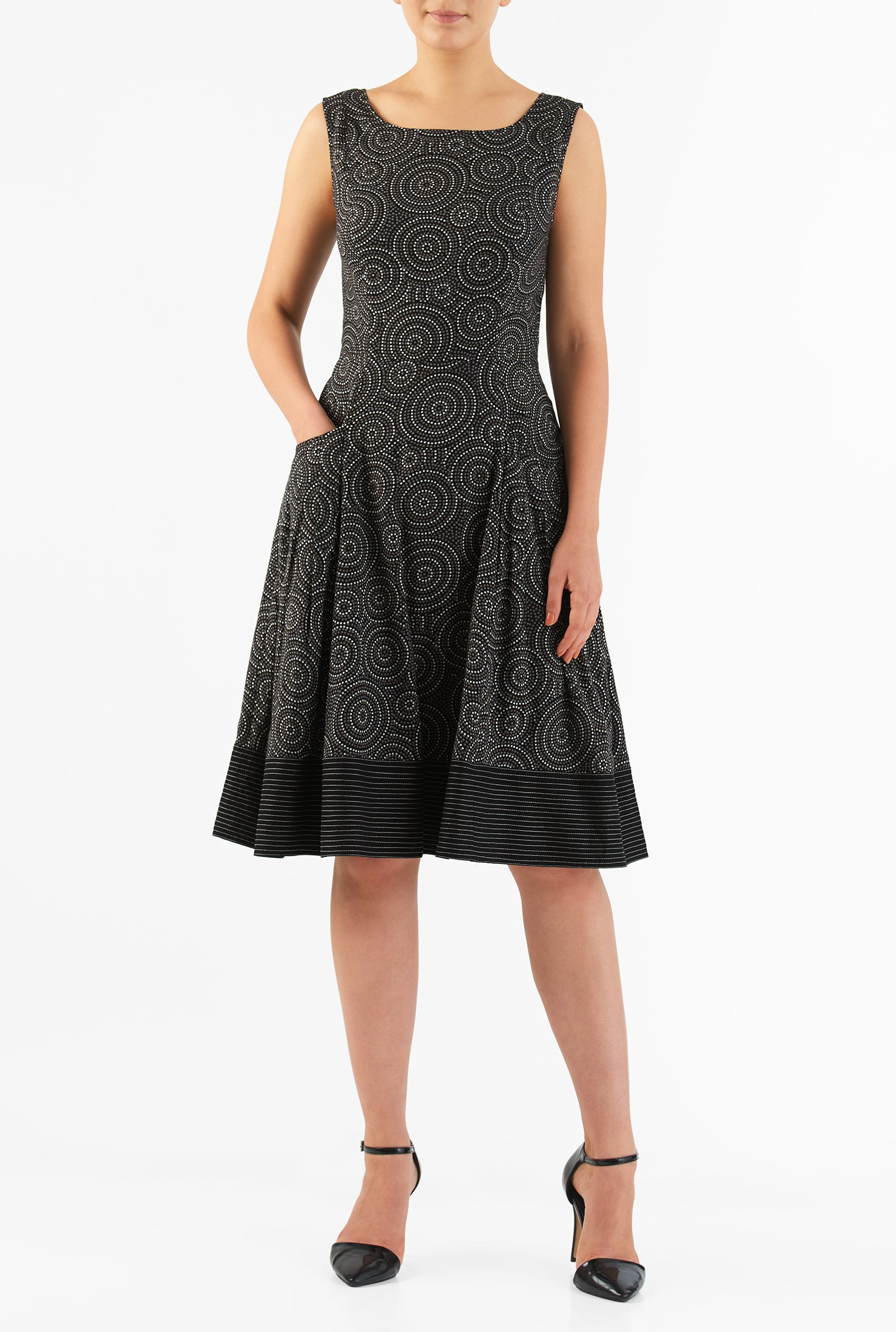 Shop Trapunto hem dot print A-line dress | eShakti