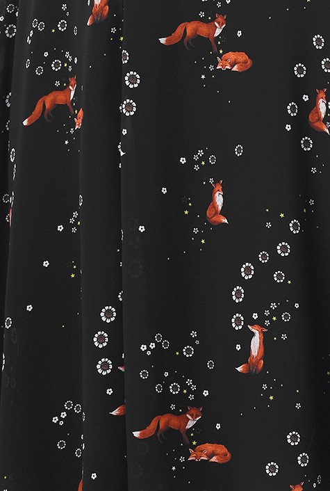 Shop Fox floral print pleated empire georgette dress | eShakti