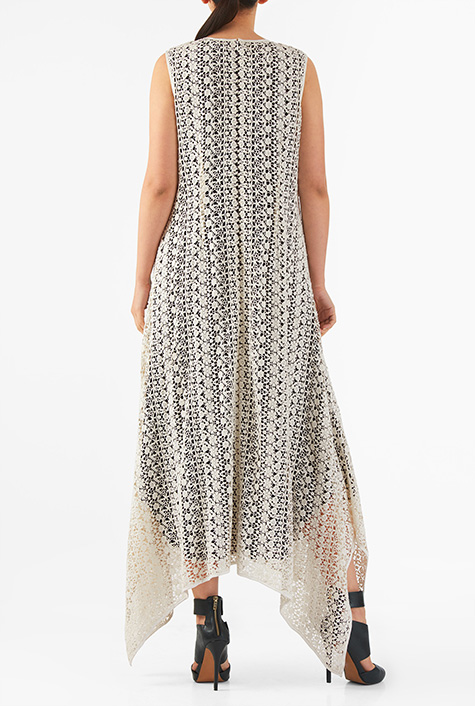 Shop Handkerchief hem cotton lace maxi shift dress | eShakti