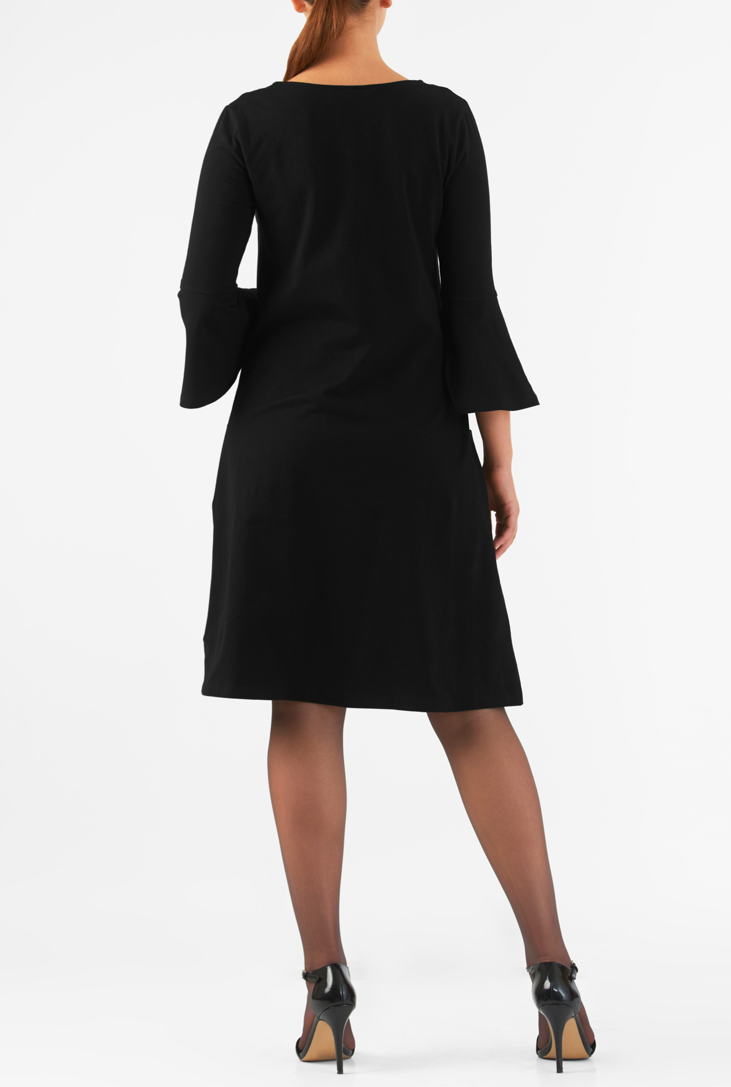 Shop Ruffle sleeve cotton knit shift dress eShakti