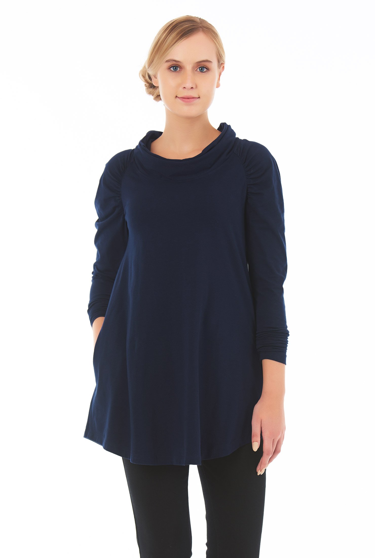 Shop Cowl neck cotton knit top | eShakti