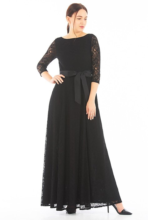 Floral lace outlet sash waist dress