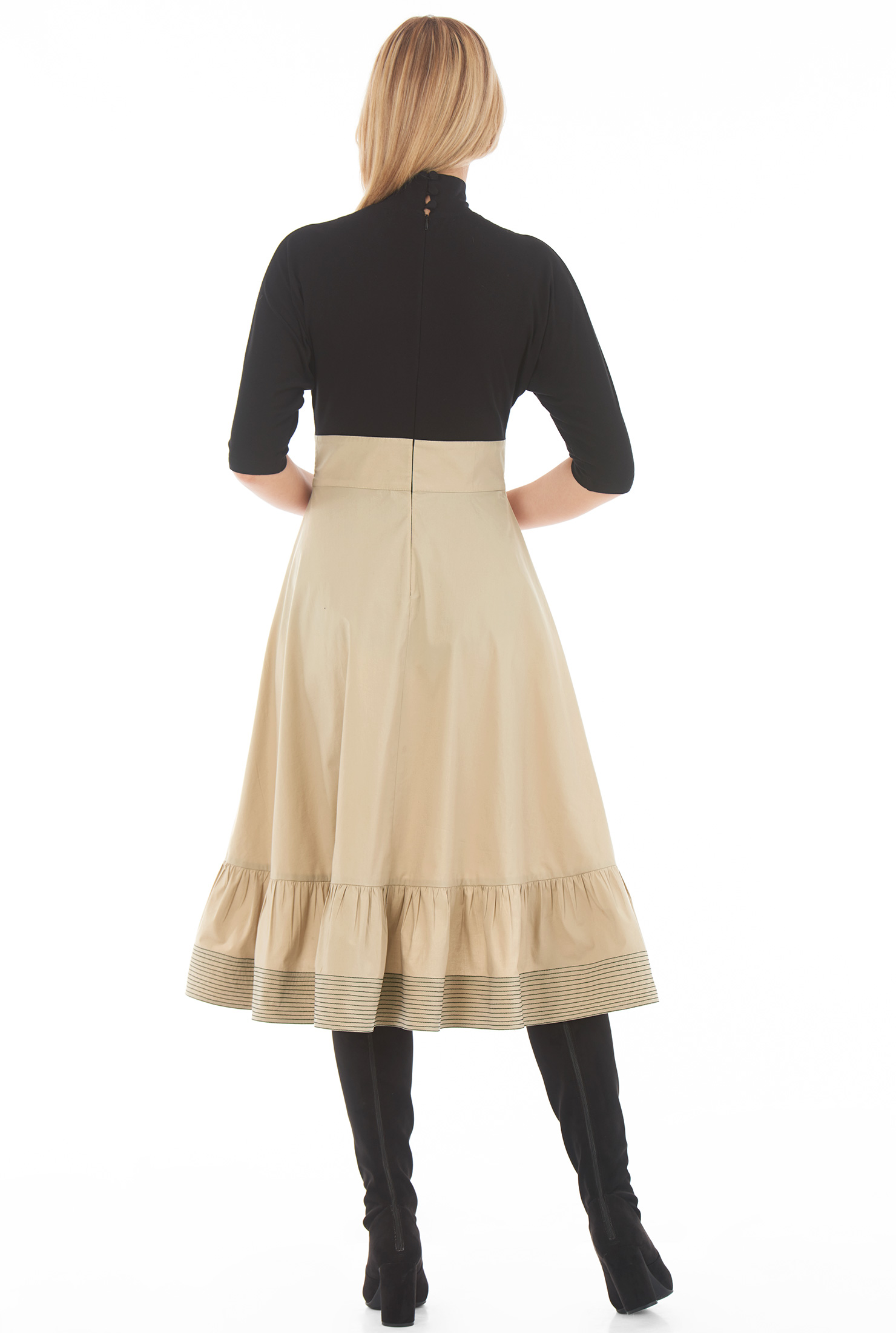 Shop Laceup mixed media dress eShakti