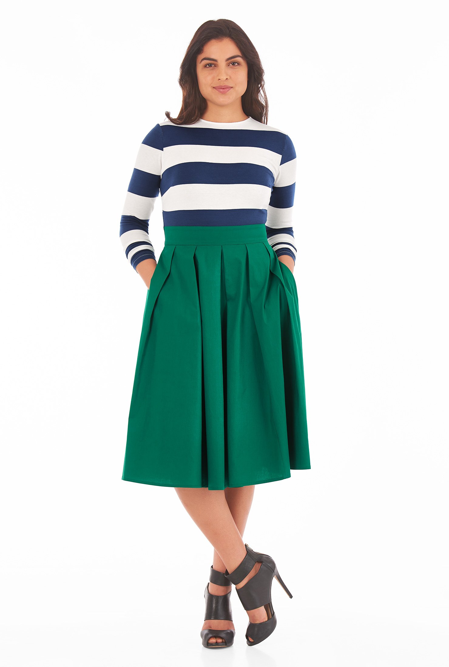 Shop Mixed media stripe cotton knit dress | eShakti