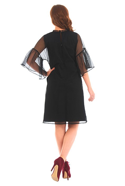 Shop Bell sleeve embellished tulle shift dress | eShakti